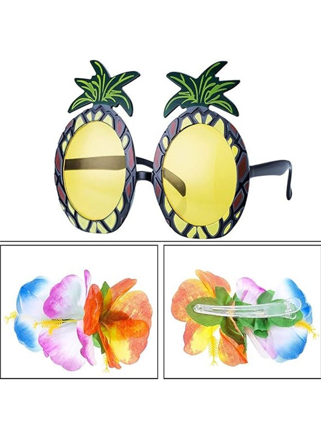 Ailily Hawaiian Grass Hula Skirt Costume Set Girl's Necklace Leis Garland Bracelets,Hawaiian Party Decoration,Hawaiian Hula Grass Skirt Sunglasses Leis Set - Image 4