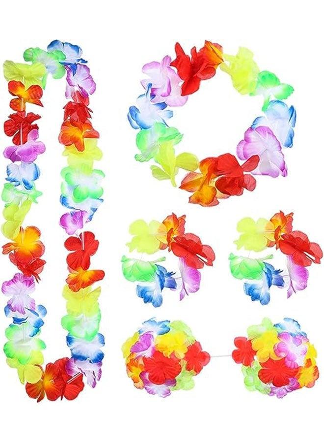Ailily Hawaiian Grass Hula Skirt Costume Set Girl's Necklace Leis Garland Bracelets,Hawaiian Party Decoration,Hawaiian Hula Grass Skirt Sunglasses Leis Set - Image 3