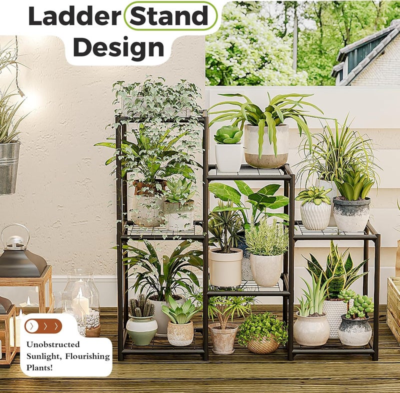 Bamworld Black Plant Stand Outdoor Metal Plant Shelf for Multiple Plants 3 Tiers Ladder Plant Holder Waterproof for Garden Living Room Patio Morden Home Decor Gardening Gifts - Image 4