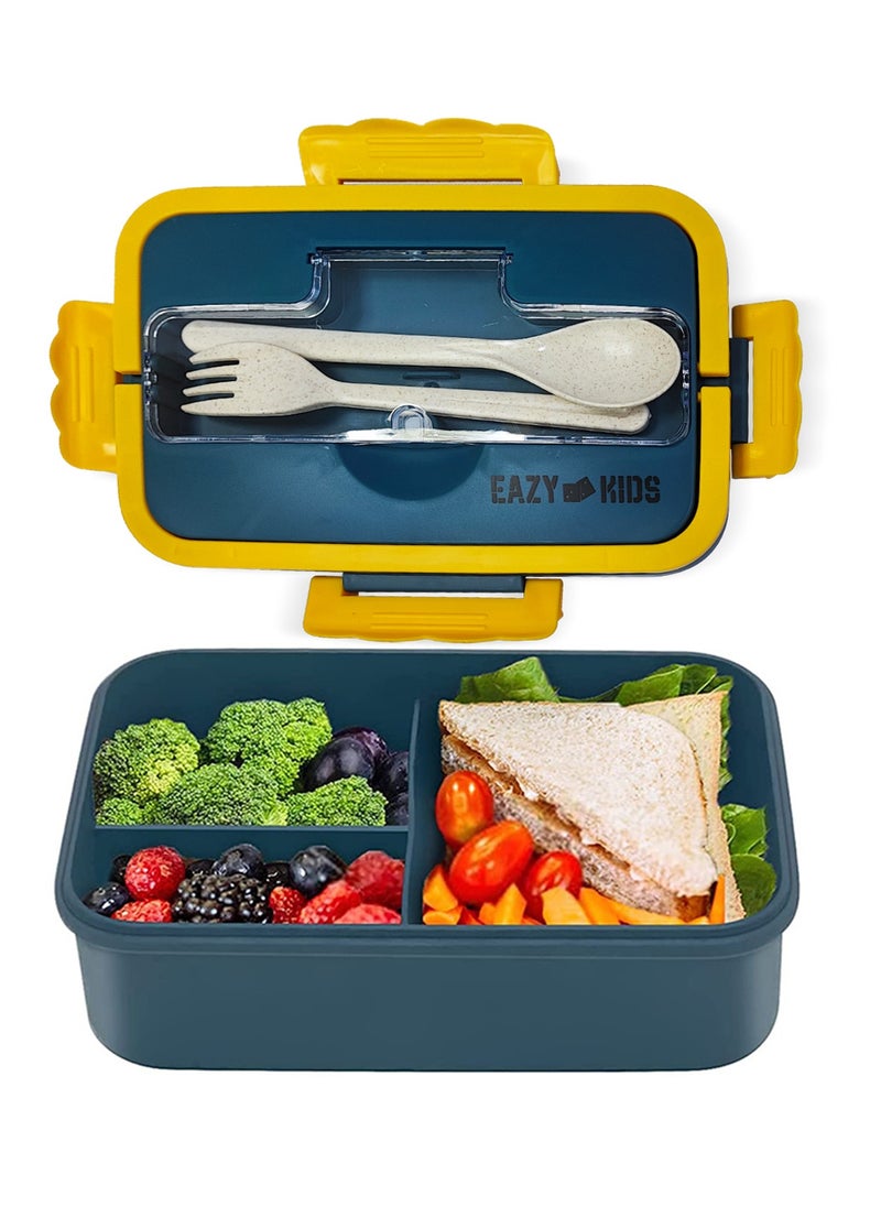 Eazy Kids Wheat Straw Leakproof Eco-Friendly Bento Lunch Box - Blue (1500ml)  - Image 1