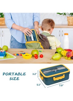 Eazy Kids صندوق غداء بينتو صديق للبيئة ومضاد للتسرب من قش القمح - أزرق (1500 مل)  - Image 4