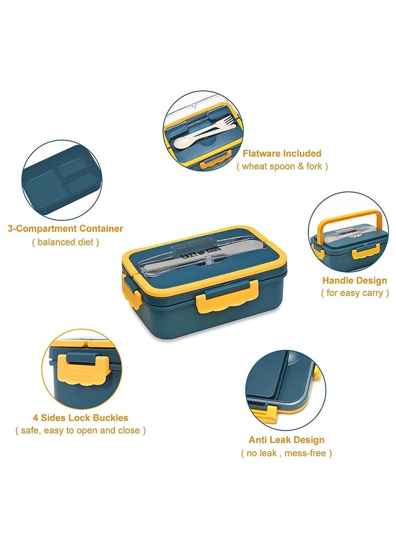 Eazy Kids Wheat Straw Leakproof Eco-Friendly Bento Lunch Box - Blue (1500ml)  - Image 5