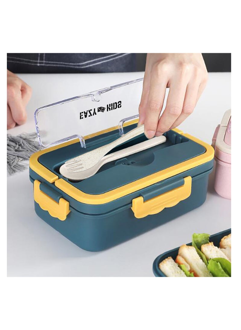 Eazy Kids Wheat Straw Leakproof Eco-Friendly Bento Lunch Box - Blue (1500ml)  - Image 3