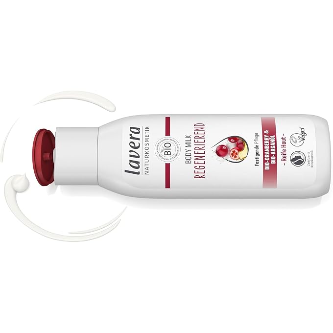 lavera Body Milk Regenerating - Body Lotion with Organic Cranberry & Organic Argan Oil - Vegan - Firming Care for Mature Skin - PETA Certified - Biodegradable - Natural Cosmetics (1 x 200 ml) - Image 3