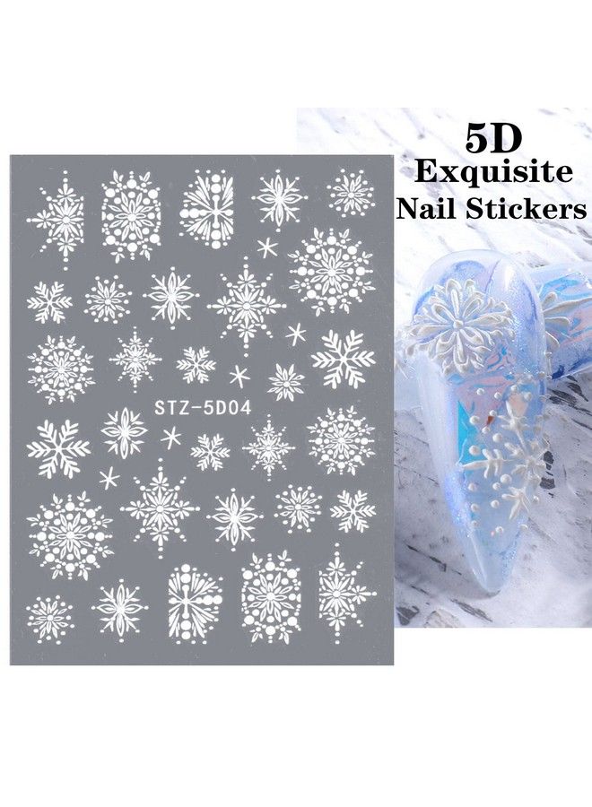 ZEYER Snowflakes Nail Art Sticker Decals 5D Hollow Exquisite Luxurious Christmas New Year Nail Art Supplies Design Winter Elk Nail Art Decoration Accessories Diy Acrylic Nail Art 4 Sheet - Image 3