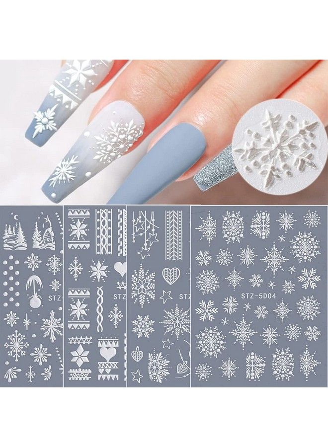 ZEYER Snowflakes Nail Art Sticker Decals 5D Hollow Exquisite Luxurious Christmas New Year Nail Art Supplies Design Winter Elk Nail Art Decoration Accessories Diy Acrylic Nail Art 4 Sheet - Image 2