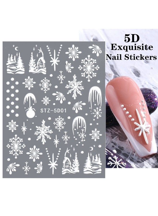ZEYER Snowflakes Nail Art Sticker Decals 5D Hollow Exquisite Luxurious Christmas New Year Nail Art Supplies Design Winter Elk Nail Art Decoration Accessories Diy Acrylic Nail Art 4 Sheet - Image 4
