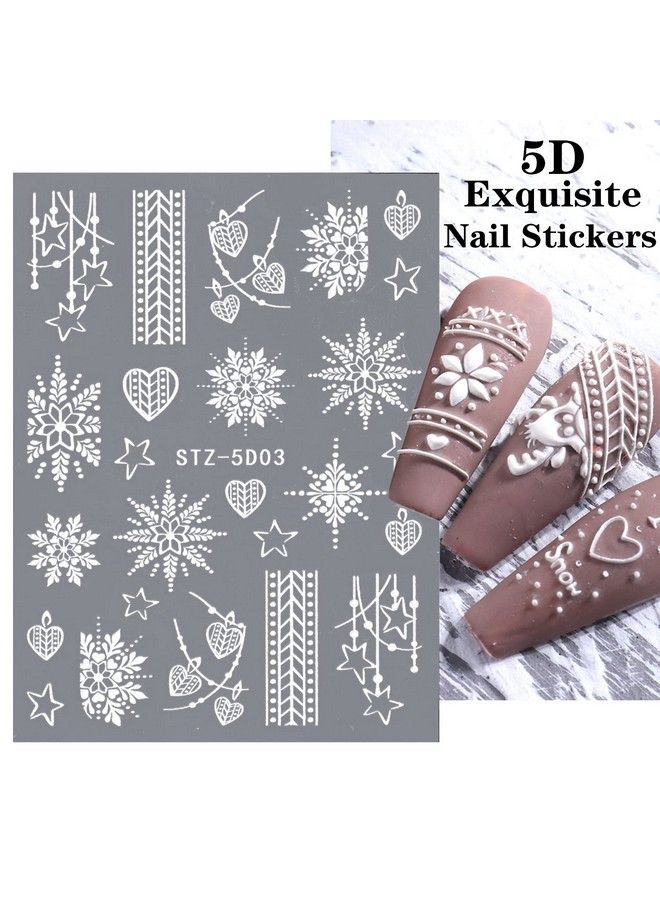 ZEYER Snowflakes Nail Art Sticker Decals 5D Hollow Exquisite Luxurious Christmas New Year Nail Art Supplies Design Winter Elk Nail Art Decoration Accessories Diy Acrylic Nail Art 4 Sheet - Image 5