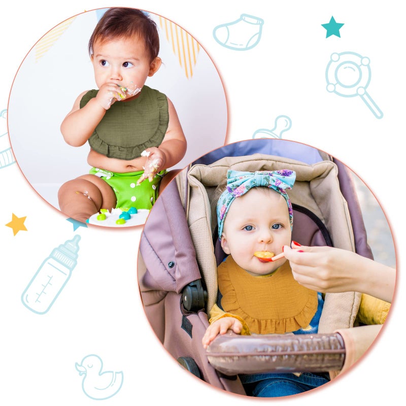 Seematn 10 Pcs Baby Muslin Bibs for Unisex Girls & Boys Drool Bibs Bandana Ruffle Soft Cotton for Newborn Infants Toddlers(Classic Colors) - Image 4