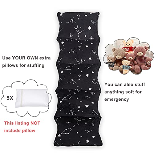 ICOPUCA Floor Lounger Pillow casing for boy Girl,Without pillow, Soft Minky Plush, Black Constellation Print, Cover/Sleeve Only! Perfect Reading, Watching TV Cushion - great for Sleepovers, Queen Size; - Image 2