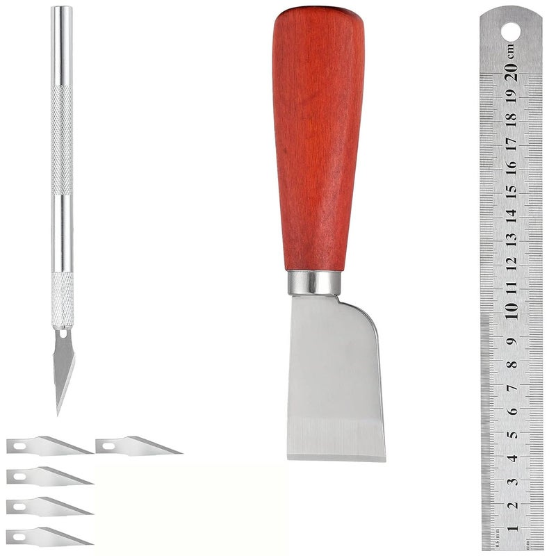 DIY Crafts DIY Crafts Metal Leather Skiver and Safety Beveler DIY Cutting Tool Kits with Replacement Blade, Leather Working Tool for DIY Leather Craft, Making Leather (Pack Of 2 Sets) - Image 5