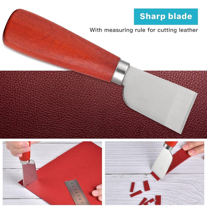 DIY Crafts DIY Crafts Metal Leather Skiver and Safety Beveler DIY Cutting Tool Kits with Replacement Blade, Leather Working Tool for DIY Leather Craft, Making Leather (Pack Of 2 Sets) - Image 4