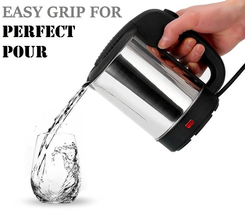 GIONEE Stainless Steel 0.5Litre Steel Body Portable Travel Electric Kettle For Water/Tea/Coffee/Milk/Noodle With Rapid Heating By Concealed Element,Auto Shut Off&Dry Boil Protection(Silver)1100 Watts - Image 4