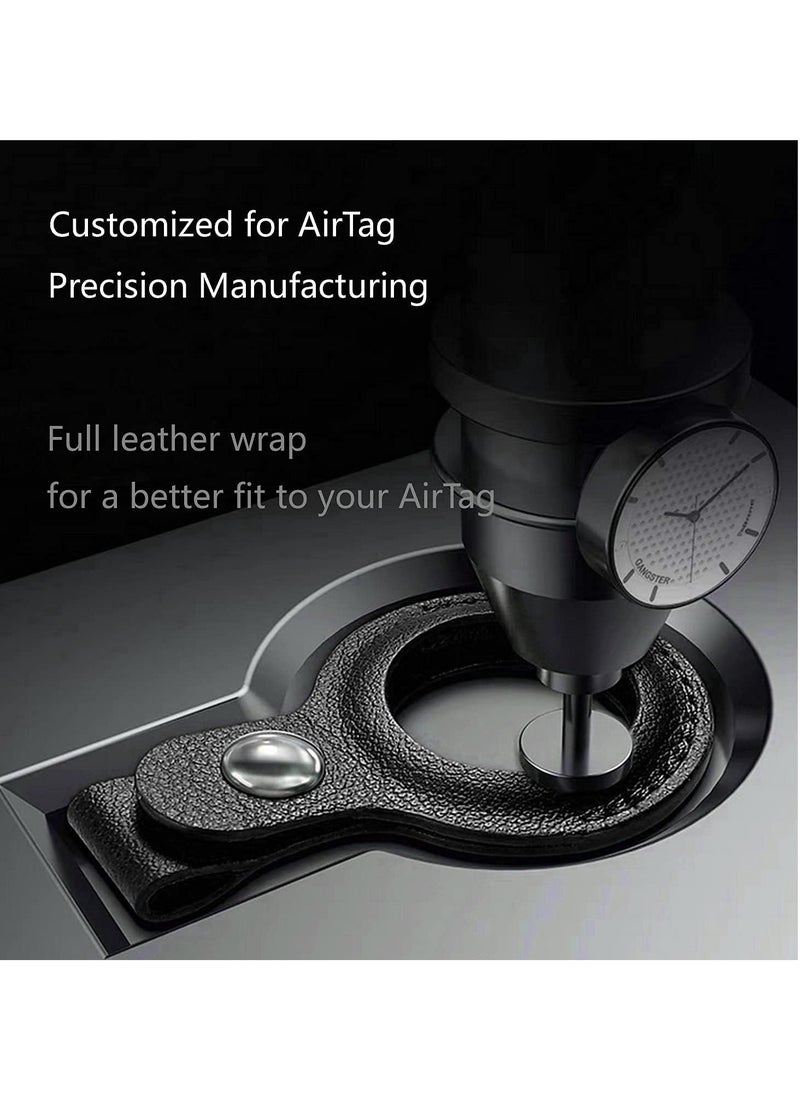MIGOFAST - Leather Protective Key Ring Case Cover Compatible for Apple AirTag (Brown) - Image 1