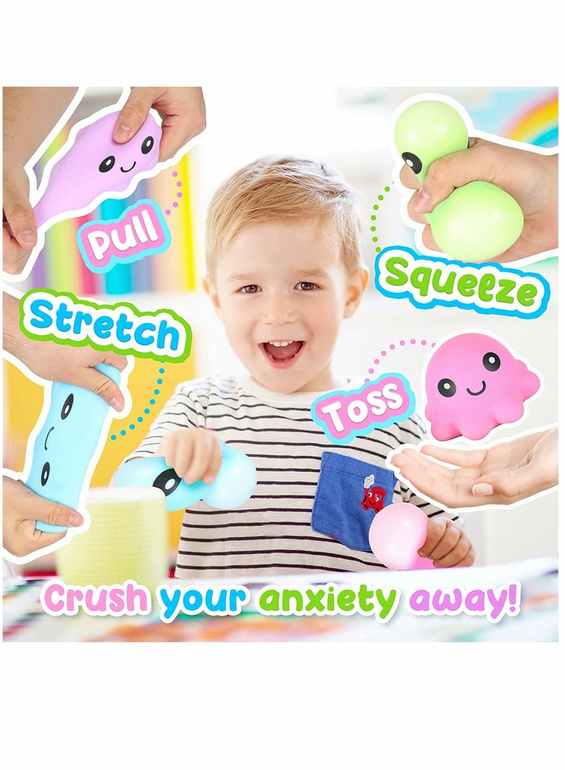 Octopus Stress Balls 12 Pack Soft Squishy Toys for Kids and Adults Sensory Fidget Party Favors Ideal for Stress Relief and Autism - Image 2