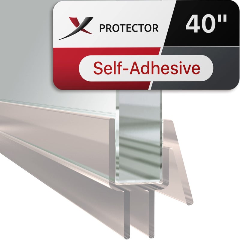Frameless Shower Door Bottom Seal XProtector 40 Shower Door Seal For All Door Thicknesses SelfAdhesive Shower Door Sweep Premium Door Bottom Seal Strip Silicone Glass Shower Door Seal Strip