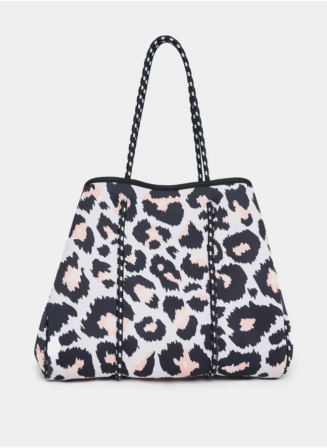 Styli Leopard Print Shoulder Bag with Purse