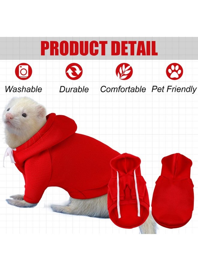 Foaincore Foaincore 6 Pcs Ferret Clothes Accessories, Include Ferret Harness and Leash Set Safe Ferret Collar Bell Small Soft Ferret Sweatshirt for Guinea Pig Hamster Chinchilla Teacup Chihuahua, Grey and Red  - Image 4
