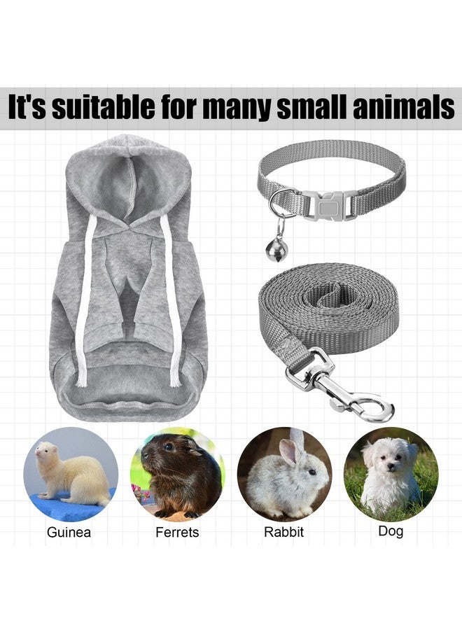 Foaincore Foaincore 6 Pcs Ferret Clothes Accessories, Include Ferret Harness and Leash Set Safe Ferret Collar Bell Small Soft Ferret Sweatshirt for Guinea Pig Hamster Chinchilla Teacup Chihuahua, Grey and Red  - Image 5