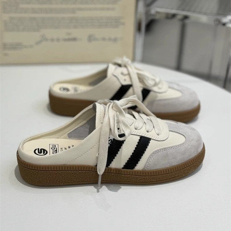 Soft-Soled German Training Shoes Women'S Summer Outer Wear Style Baotou Half Slippers Retro Heel-Free Slip-On Lazy Women'S Shoes - Image 1