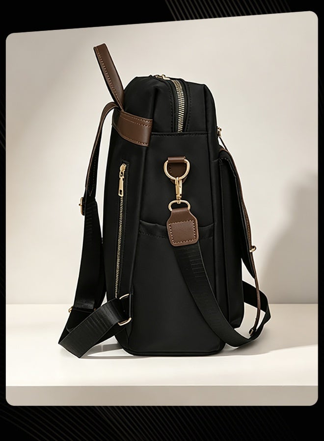 Joychic Lady Women Spring Summer Autumn Winter Classic Casual Large Capacity Versatile Backpack with Dual Zipper Closure Design and Convenient Adjustable Shoulder Straps for Women Daily Commute Travel Work School Black - Image 5