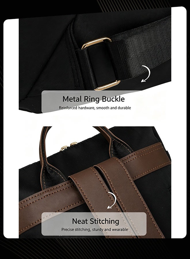 Joychic Lady Women Spring Summer Autumn Winter Classic Casual Large Capacity Versatile Backpack with Dual Zipper Closure Design and Convenient Adjustable Shoulder Straps for Women Daily Commute Travel Work School Black - Image 3