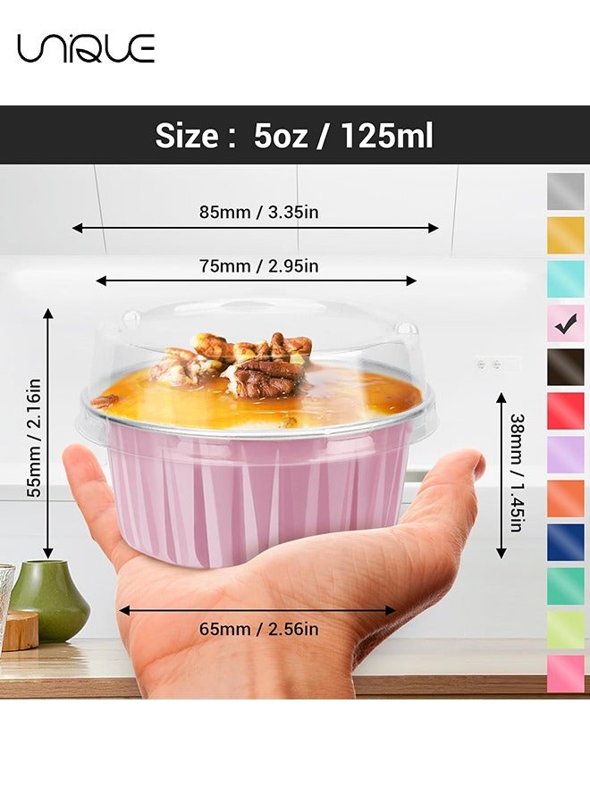 يونيك سلطانيات رقائق الألومنيوم التي يمكن التخلص منها مع أغطية - 30 قطعة 5 أونصة 125 مل من رقائق الألومنيوم بطانات الكعك أكواب خبز الكب كيك - أحواض فطيرة صغيرة مع أغطية - لتقديم الطعام حفل زفاف نادي التجمع - Image 2