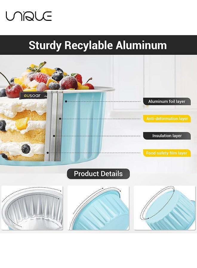 يونيك سلطانيات رقائق الألومنيوم التي يمكن التخلص منها مع أغطية - 30 قطعة 5 أونصة 125 مل من رقائق الألومنيوم بطانات الكعك أكواب خبز الكب كيك - أحواض فطيرة صغيرة مع أغطية - لتقديم الطعام حفل زفاف نادي التجمع - Image 3