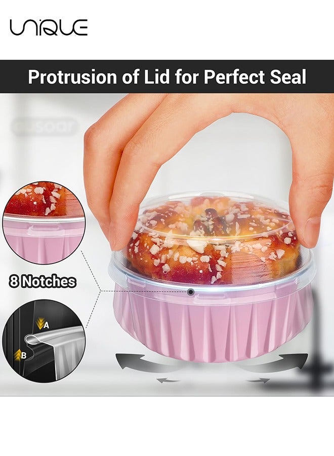 يونيك سلطانيات رقائق الألومنيوم التي يمكن التخلص منها مع أغطية - 30 قطعة 5 أونصة 125 مل من رقائق الألومنيوم بطانات الكعك أكواب خبز الكب كيك - أحواض فطيرة صغيرة مع أغطية - لتقديم الطعام حفل زفاف نادي التجمع - Image 4