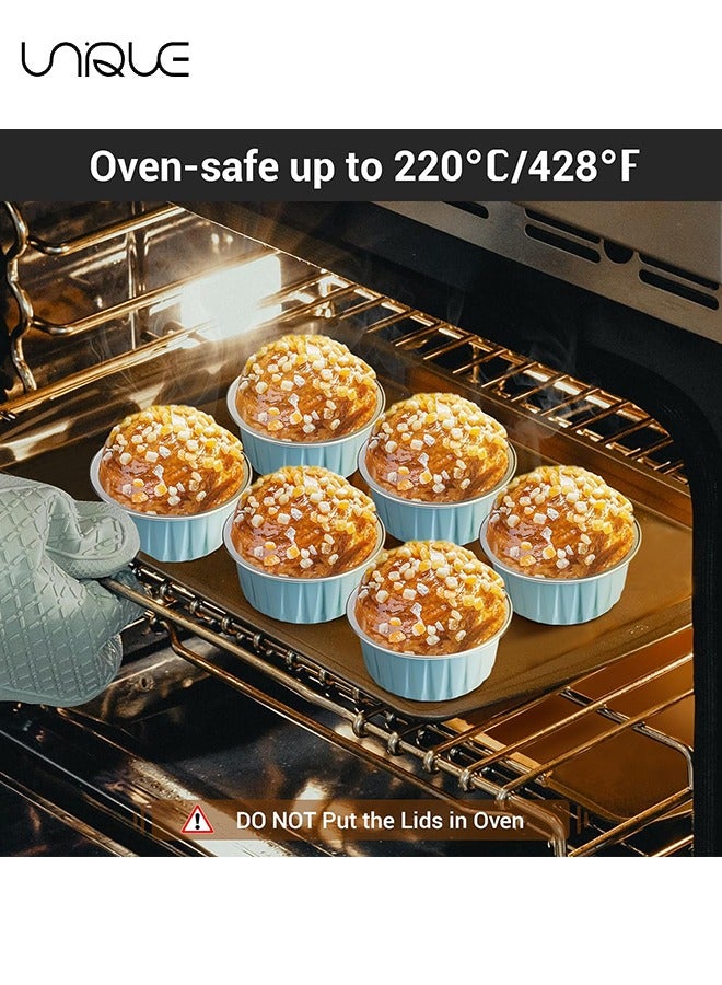 يونيك سلطانيات رقائق الألومنيوم التي يمكن التخلص منها مع أغطية - 30 قطعة 5 أونصة 125 مل من رقائق الألومنيوم بطانات الكعك أكواب خبز الكب كيك - أحواض فطيرة صغيرة مع أغطية - لتقديم الطعام حفل زفاف نادي التجمع - Image 5