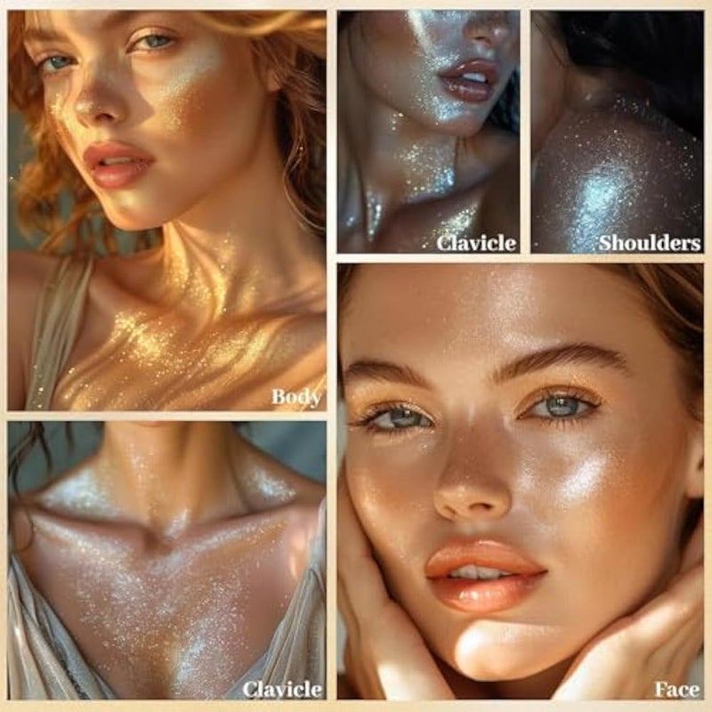 Glow Bloom Liquid Waterproof Highlighter Long Lasting Cream Highlighter with Shimmer Dewy Finish-off white (02) - Image 3