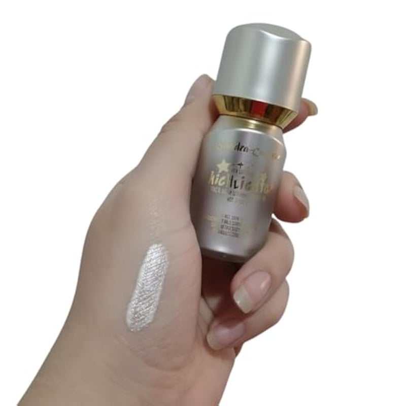 Glow Bloom Liquid Waterproof Highlighter Long Lasting Cream Highlighter with Shimmer Dewy Finish-off white (02) - Image 2