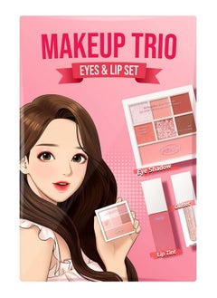 AMTS X True Beauty Makeup Edition - Some Love Makeup 3 Set (7Colors Eyeshadows + Liquid Glitter + Lip Stain Tint) | Matte Shimmer Pearls Shades, Highly Pigmented, Pink Gold Set  - Image 1