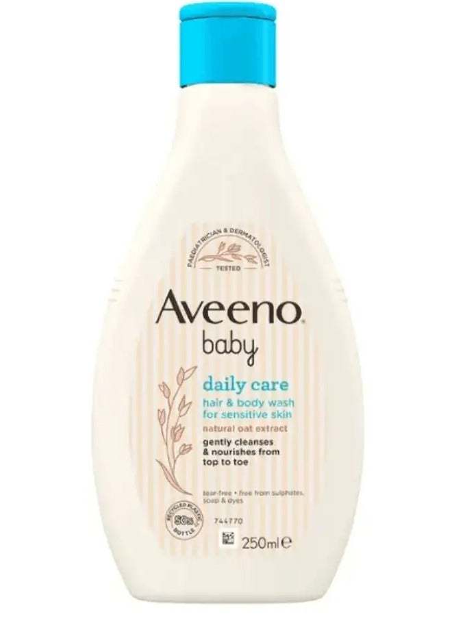 Aveeno Baby, Daily Care Hair & Body Wash, gently cleanses and nourishes from head to toe, gently fragranced, ideal for newborns, 250ml. - Image 1