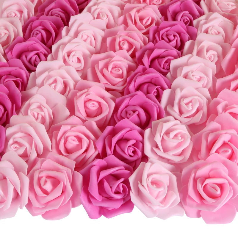 INSUNSIX 100pcs Pink Foam Roses Heads3inch Blush Faux Flowers Artificial Rose Stemless Fake Flower Bulk for DIY Floral CraftsCake Decoration WeddingBaby Shower Flower CenterpiecesShades of Pink