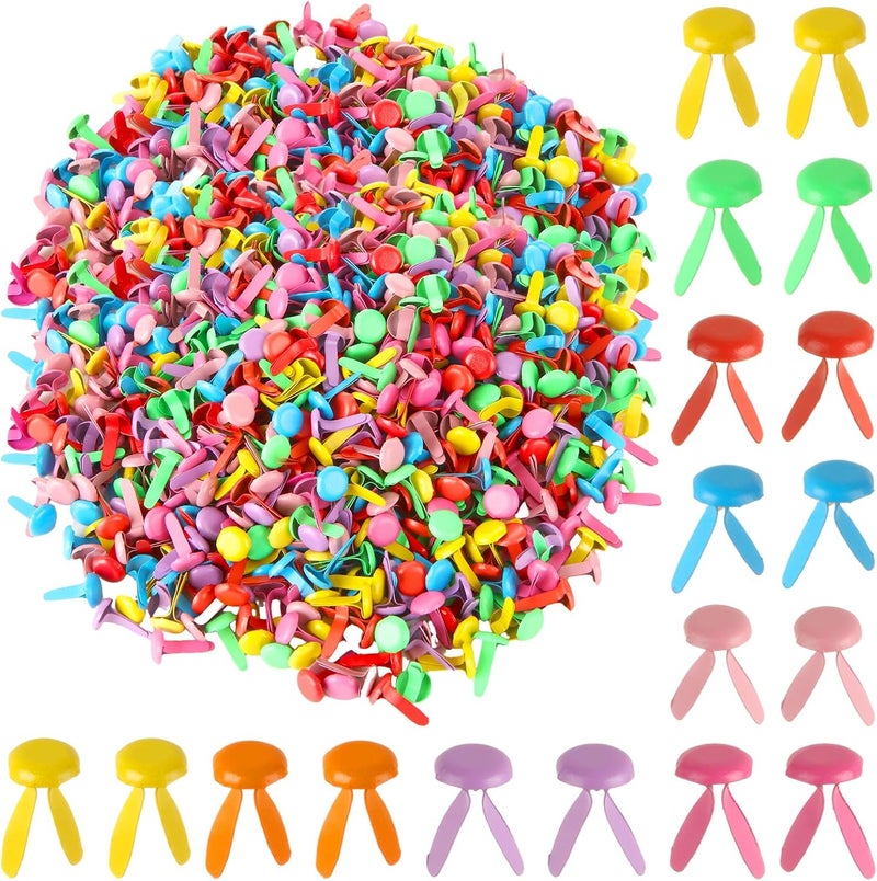 MIVIDE 1000 Pack Multicolor Paper Fasteners, Mini Round Brads for Paper Crafts Split Pins, DIY Art Craft Accessories, Scrapbooking Brads, Craft Pins Pushpin (8 x 15 mm) - Image 1