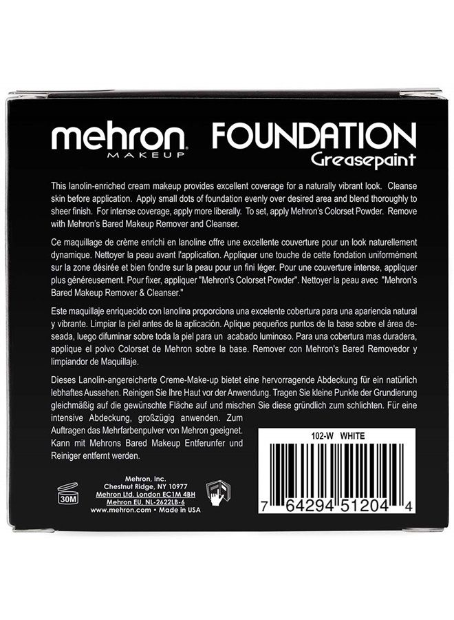 mehron Makeup Foundation Greasepaint | Stage, Face Paint, Body Paint, Halloween Makeup 1.25 oz (38 g) (WHITE) - Image 4