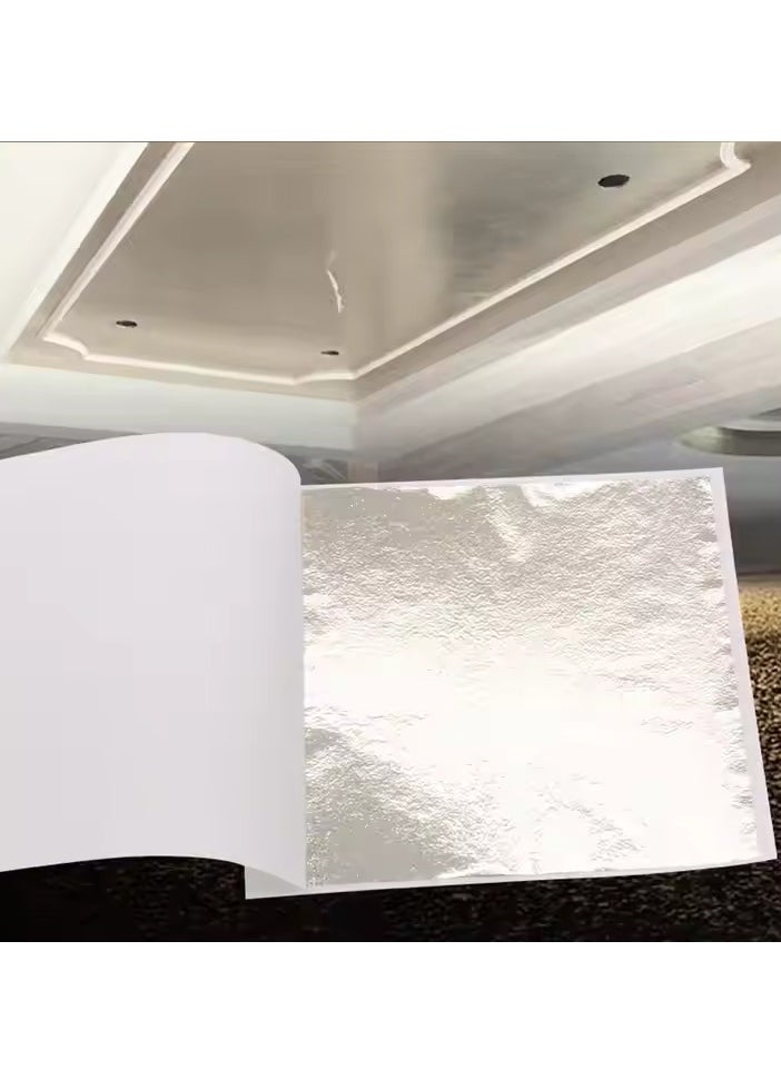 Generic - KINNO Gold Plated Gold Foil Paper, 8*8.5cm x 8*8.5cm 100/sheet Gold Plated Gold Foil Paper for Painting, Crafts, Nail Decoration, Furniture (Antique Silver) - Image 1