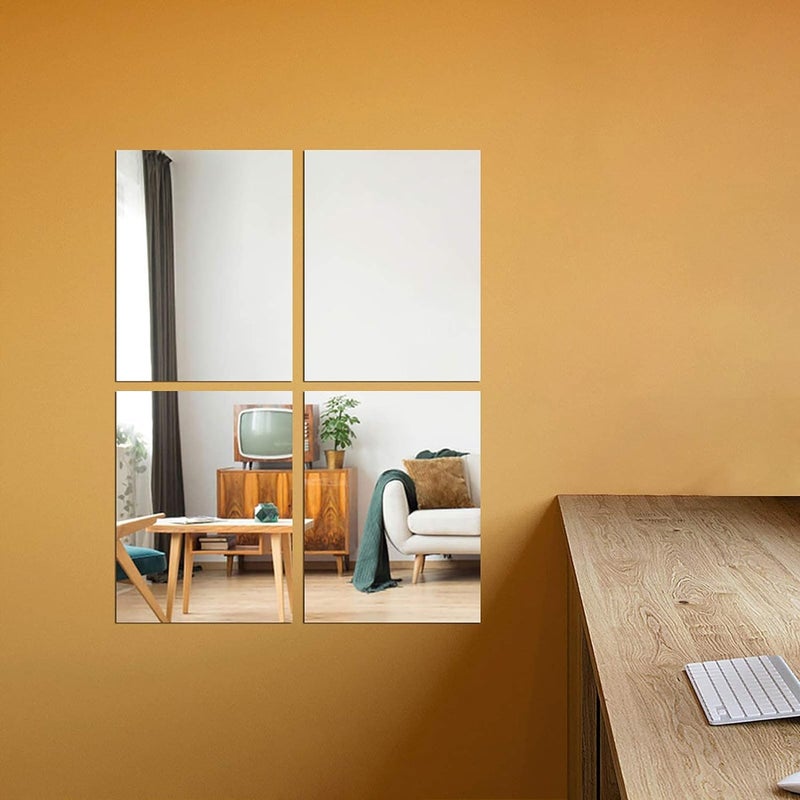 Twinster Mirror Stickers Pack of 4 Acrylic Rectangular Shape Mirror for Wall Living Room Bathroom Flexible Stickers Full Length Unbreakable SelfAdhesive Wall Mirror 63 X 83 X 007 - Image 2