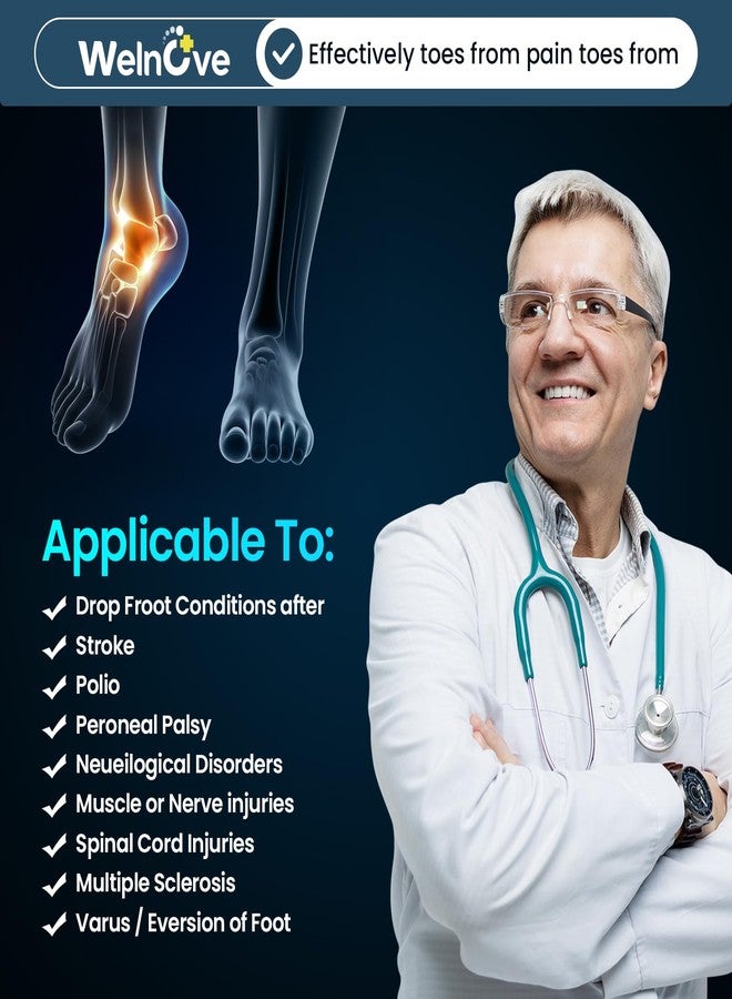 Welnove Adjustable Drop Foot Brace for Everyday Support - Stabilizes Ankle and Arch, Aids Recovery and Comfort for Foot Drop, Plantar Fasciitis, and Nerve Injuries（Left） - Image 4