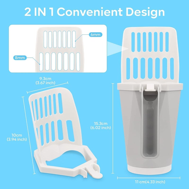 SWIUKPHE Cat Litter Scoop with Bag Holder, Integrated Detachable Deep Cat Litter Shovel with Poop Sifting and 10 Litter Bags, Portable Litter Shovel (grey) - Image 5