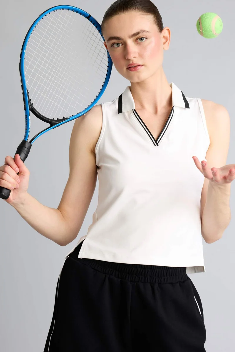 DeFacto Standard Fit Polo Collar Tank Top