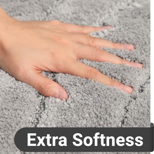 DEXDE Bathroom Rugs Mat Runner 24x60 Inch, Light Gray Bath Rugs Ultra Plush Fluffy Long Non-Slip Machine Wash Dry Bath Mats Large Soft Absorbent Microfiber Carpet for Bathroom Floor Tub Shower - Image 4