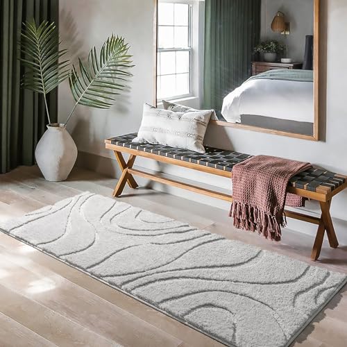 DEXDE Bathroom Rugs Mat Runner 24x60 Inch, Light Gray Bath Rugs Ultra Plush Fluffy Long Non-Slip Machine Wash Dry Bath Mats Large Soft Absorbent Microfiber Carpet for Bathroom Floor Tub Shower - Image 2