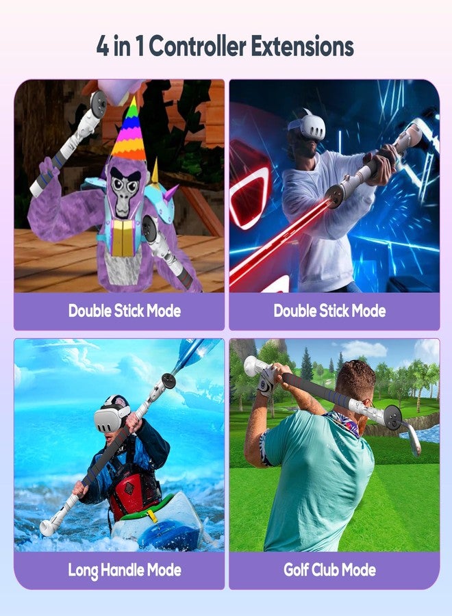 أذرع طويلة متعددة الاستخدامات من 4 في 1 للعبة Gorilla Tag لأجهزة التحكم Meta Quest 3S/Oculus Quest 3/2/Pro/Rift S، وموسعات أذرع طويلة من Kinwin لملحقات Quest، ومقابض الواقع الافتراضي لألعاب Beat Saber/Gorilla Tag/Golf Club - Image 4