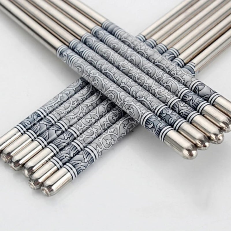 Stainless Steel Chopsticks, 22.5cm, 1 Pair Reusable Chopsticks, Non-Slip Handle, Silver, Asian Tableware for Sushi, Noodles, Rice - Image 5