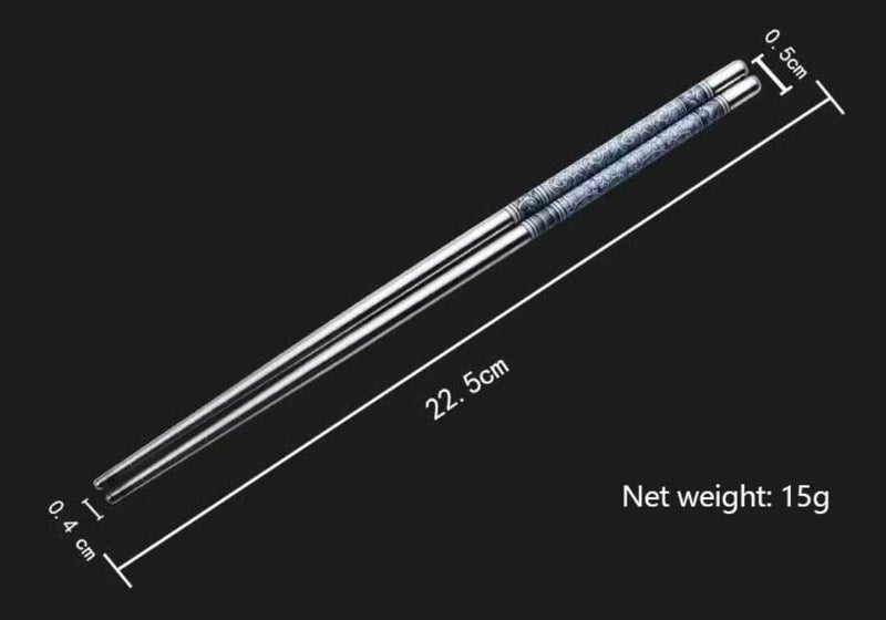 Stainless Steel Chopsticks, 22.5cm, 1 Pair Reusable Chopsticks, Non-Slip Handle, Silver, Asian Tableware for Sushi, Noodles, Rice - Image 2