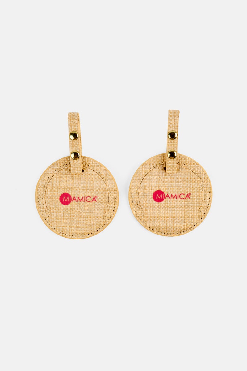 Miamica 2 Piece Graphic Printed Luggage Tag, Beige  - Image 4