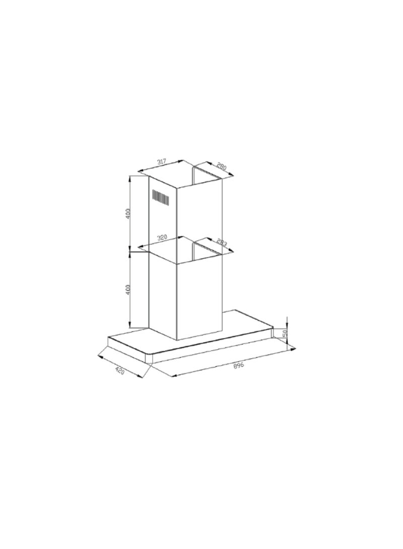 CM POLONIA 90 BLK 90cm Wall mounted black hood, baffle filter 3 speed touch, motor air flow power: 1000M³/H WITH SQUARE CHARCOAL FILTER - Image 3