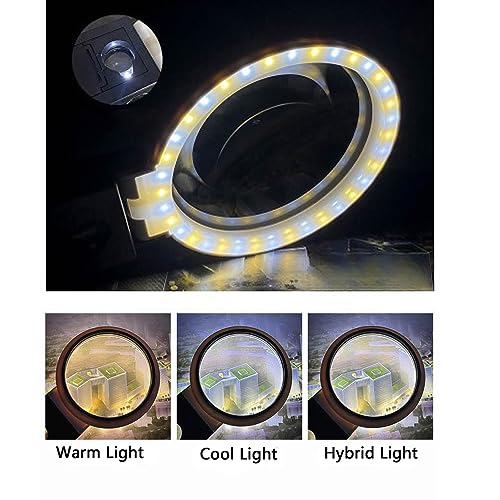 Bysameyee Magnifying Glasses with Light and Stand, 10X 25X Handheld Lighted Magnifier, Large Standing Magnifying Glass with 32 LED Lights for Close Work Coin Stamp Collection - Image 4